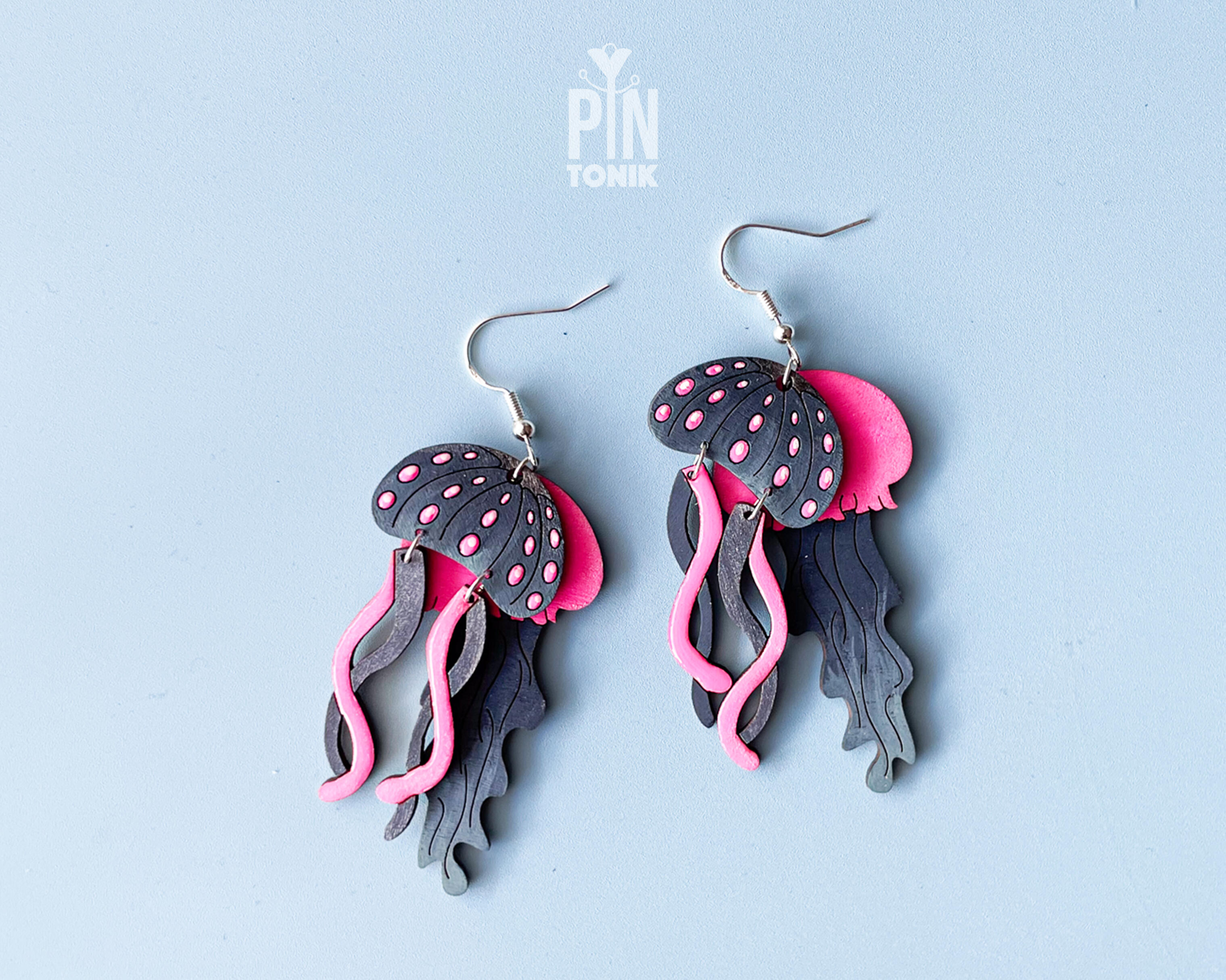 Summer Dangle Earrings | Beach, Sea Life & Fruit Jewelry | Colorful Wooden Earrings | PinTonik