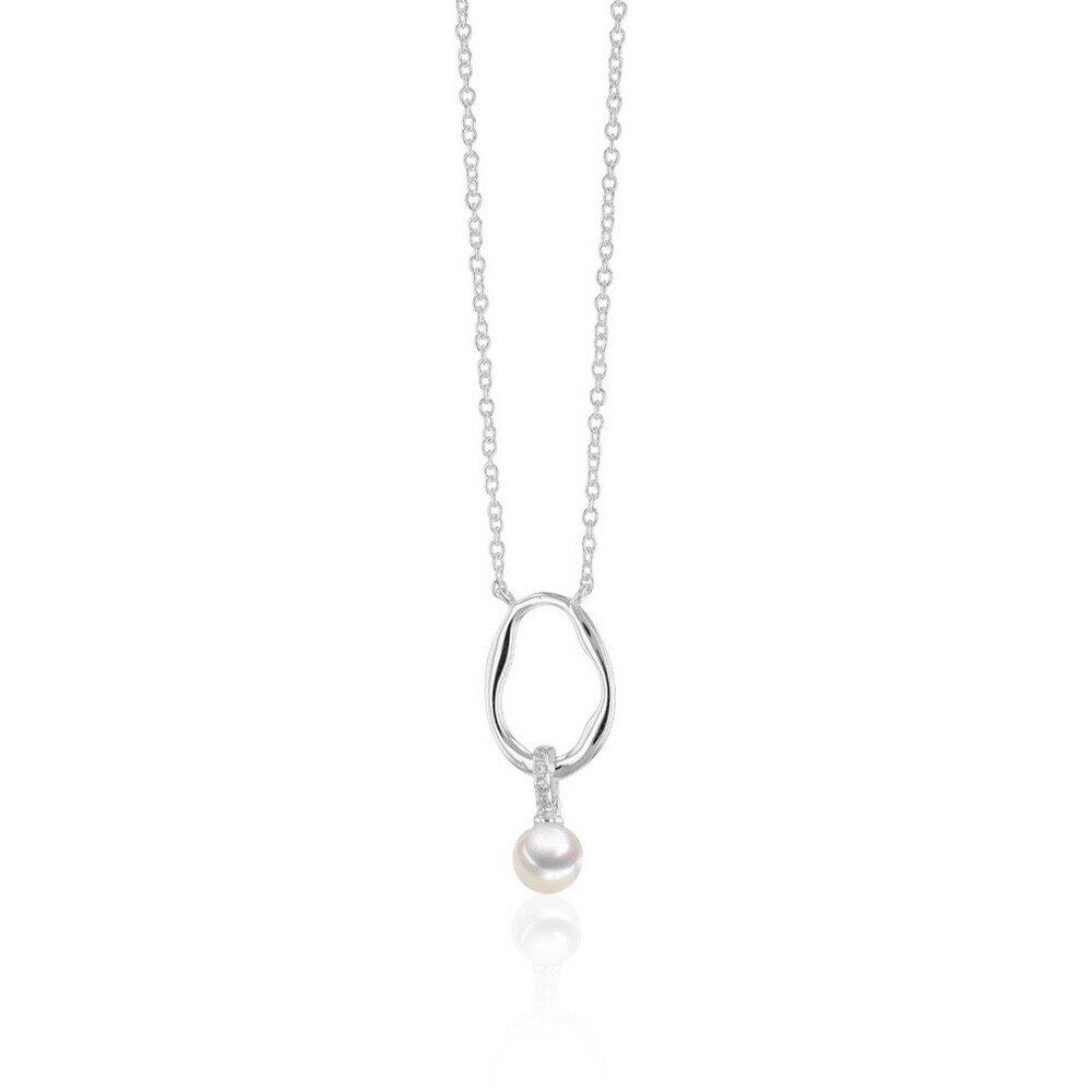 Luna-Pearls - 216.0958 - collier - pour femme - argent 925 rhodié - perle d'eau douce cultivée 5 à 5,5 mm zircon cubique