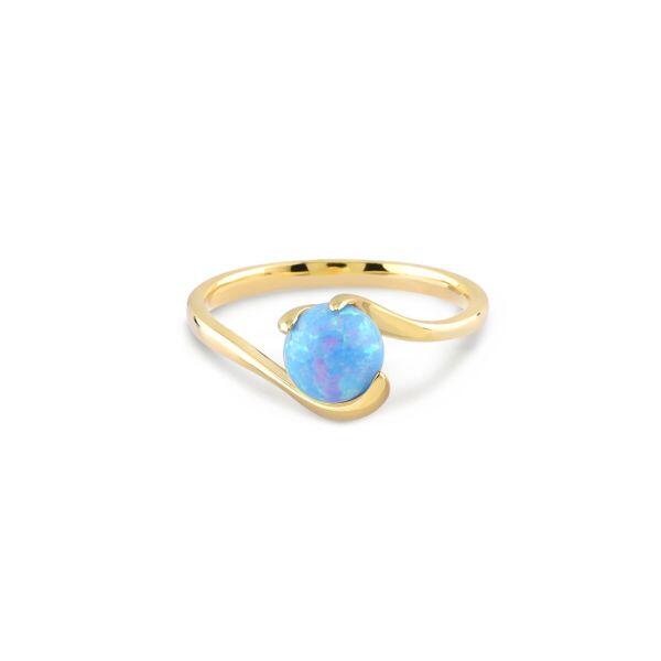 # 18K yellow gold ring with blue opal