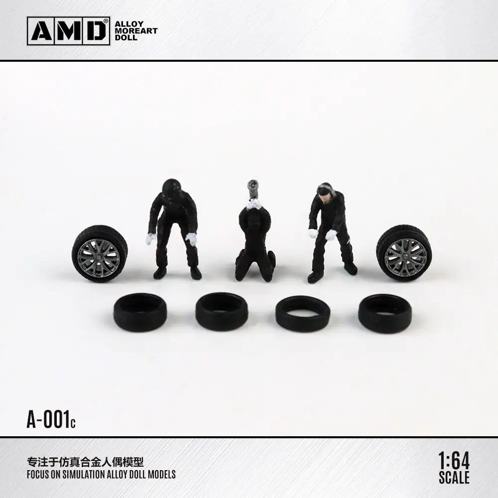 MoreArt - 1/64 C-Black Car Mechanic Alloy Doll Set (AMD258001c)