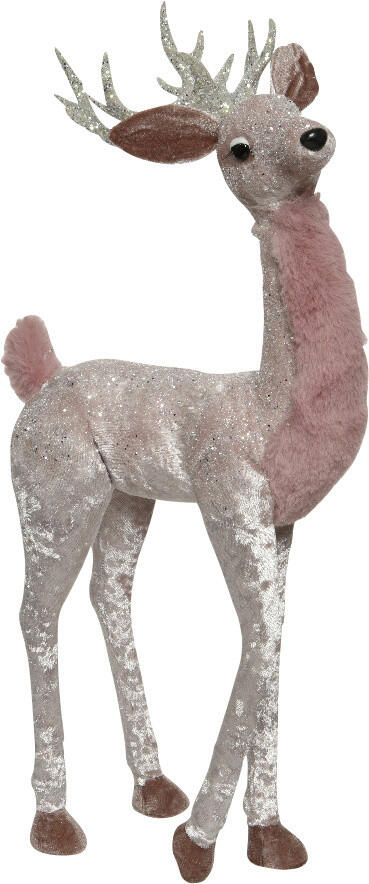 Kaemingk decorative pink deer figurine 46 cm