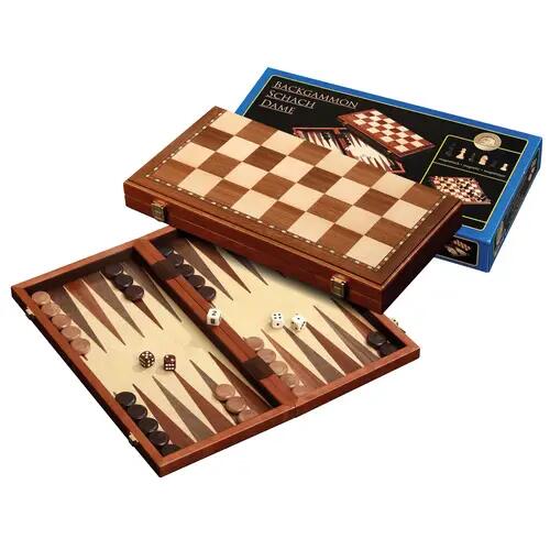 Philos ensemble magnétique échecs-backgammon-dames, taille des cases 43 mm