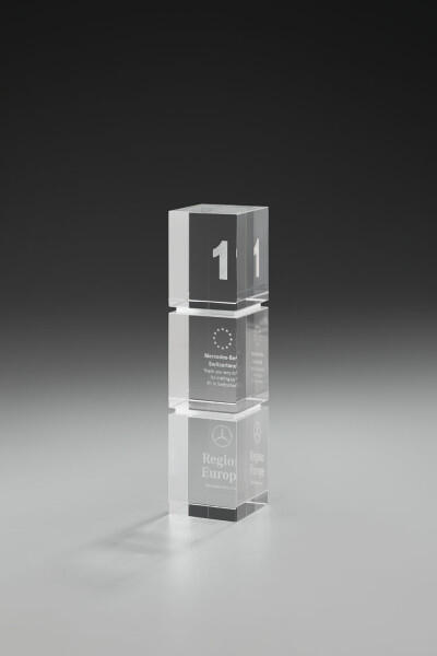 Triple Tower 79086, Crystal Ice, 245mm including engraving and digital printing 