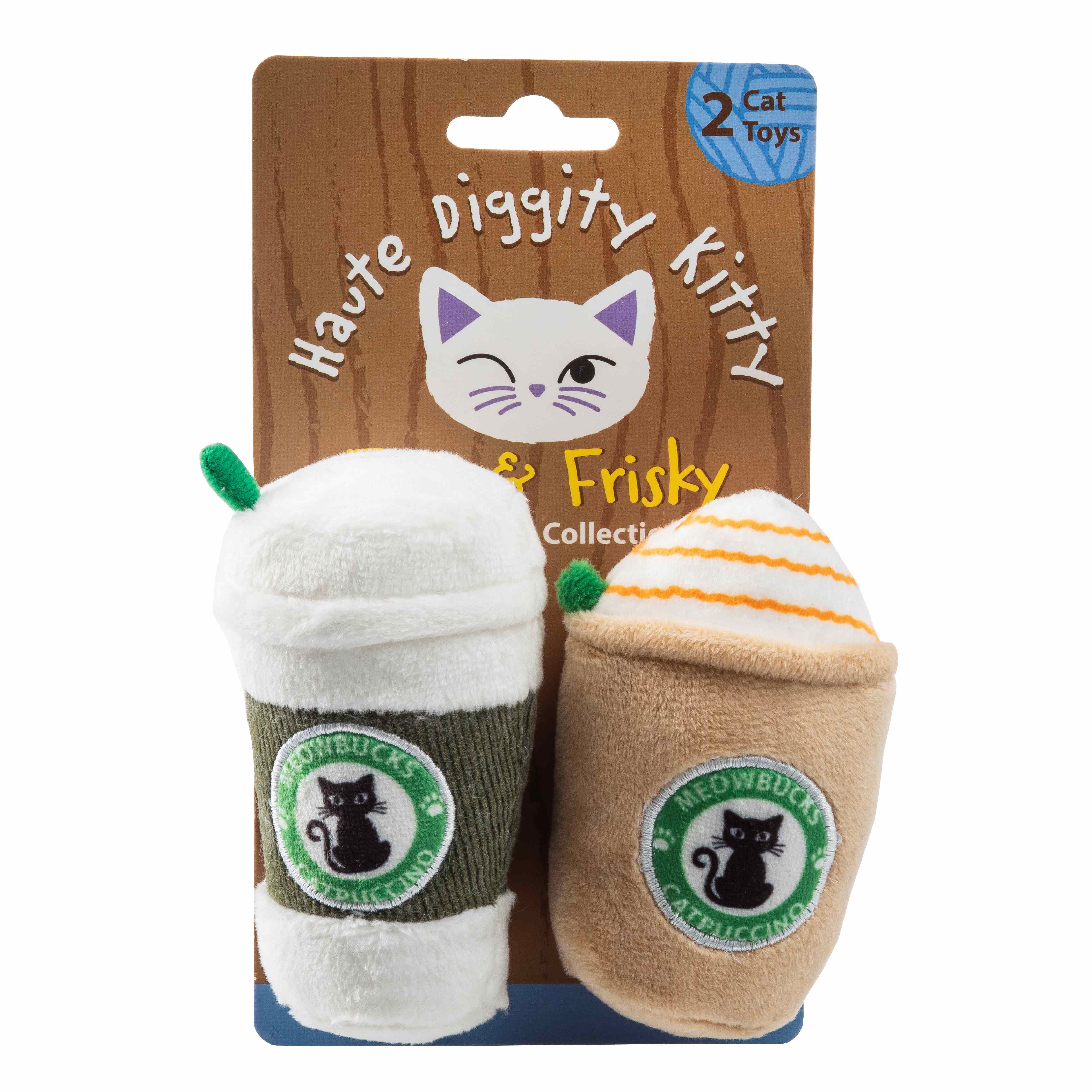 Pawsome Meowbucks Katzenminze-Spielzeugset | Bio-Katzenminze Katzenspielzeug im Kaffeebecher-Design von Haute Diggity Kitty