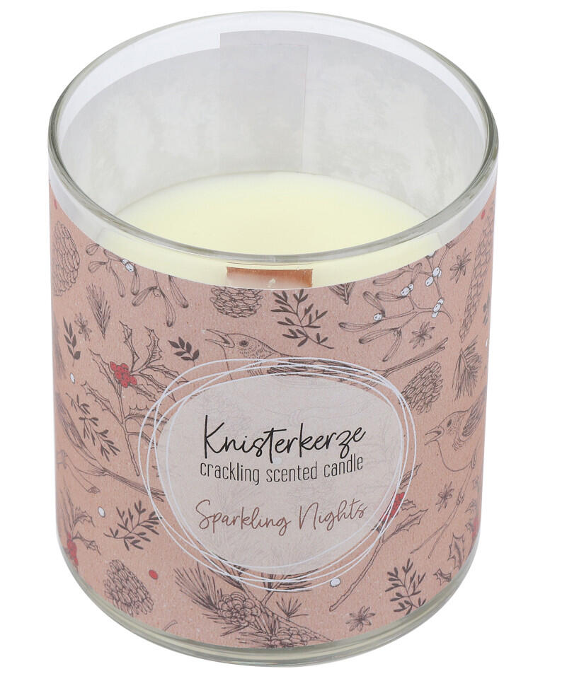 Steinhart crackling candle with fragrance Sparkling Nights Ø 8 x 9.2 cm in a sand-colored glass
