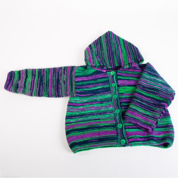 Kinderjacke mit Kapuze, handgestrickt 