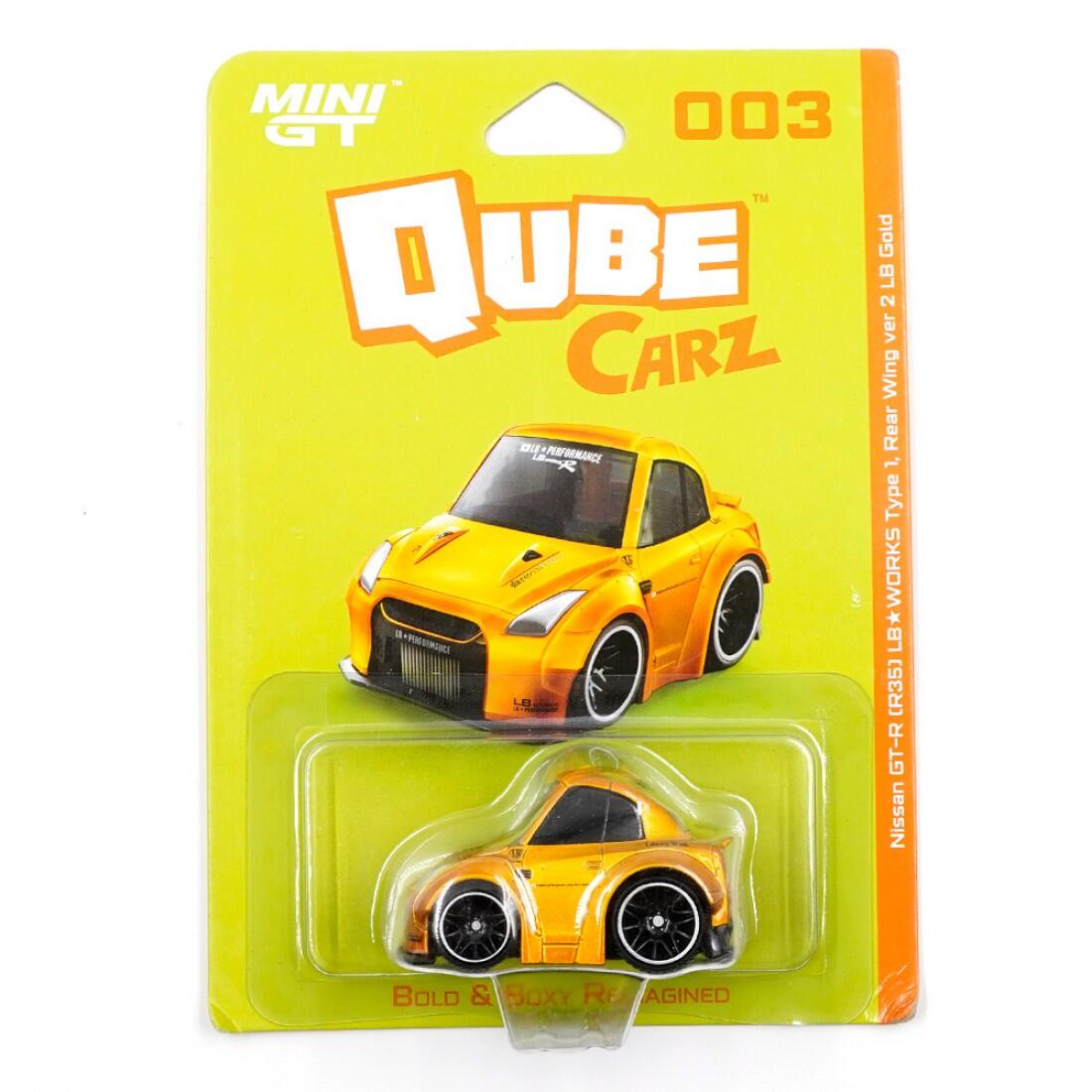 Mini GT - Qube Carz 003 - #QZ00301-BL - Nissan GT-R R35 LB★WORKS Type 1 - Rear Wing ver 2 LB - gold - 1/64