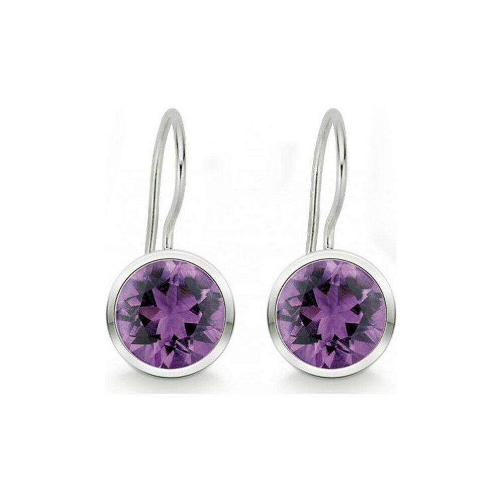 Quinn - Silver Amethyst Drop Earrings - 035804933