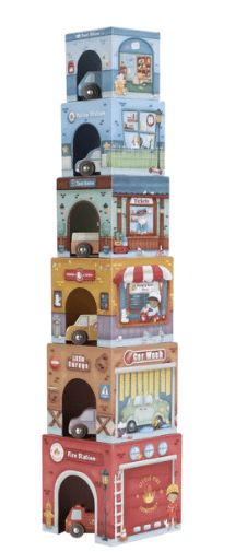Little Dutch LD2525 Little Dutch Blocs empilables avec voitures – multicolores – Essentials