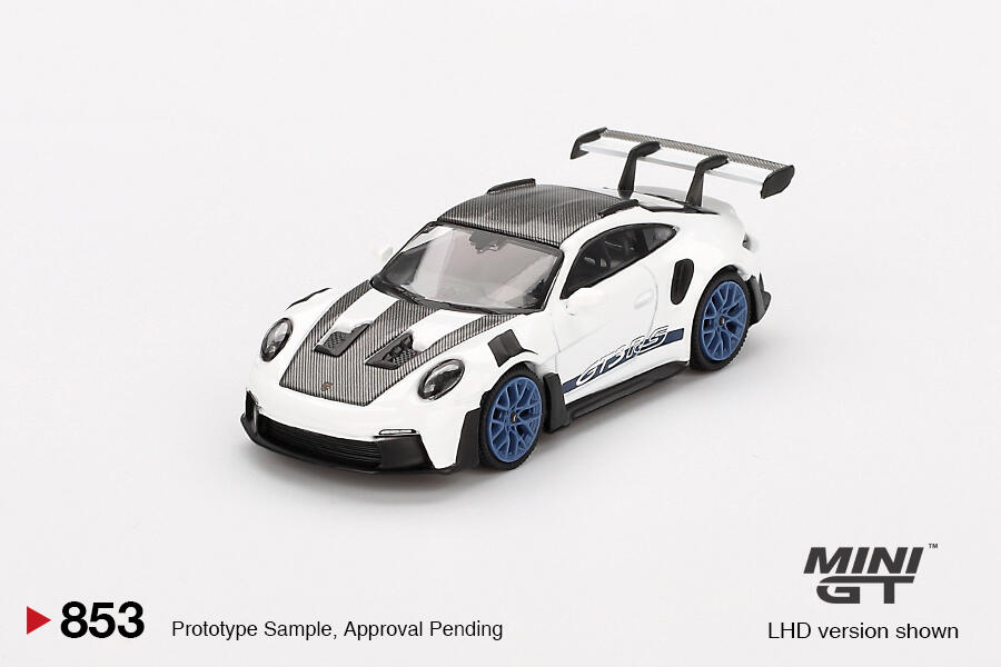 Mini GT - #MGT00853-L - Porsche 911 GT3 RS - Weissach Package - white with indigo blue - 1/64