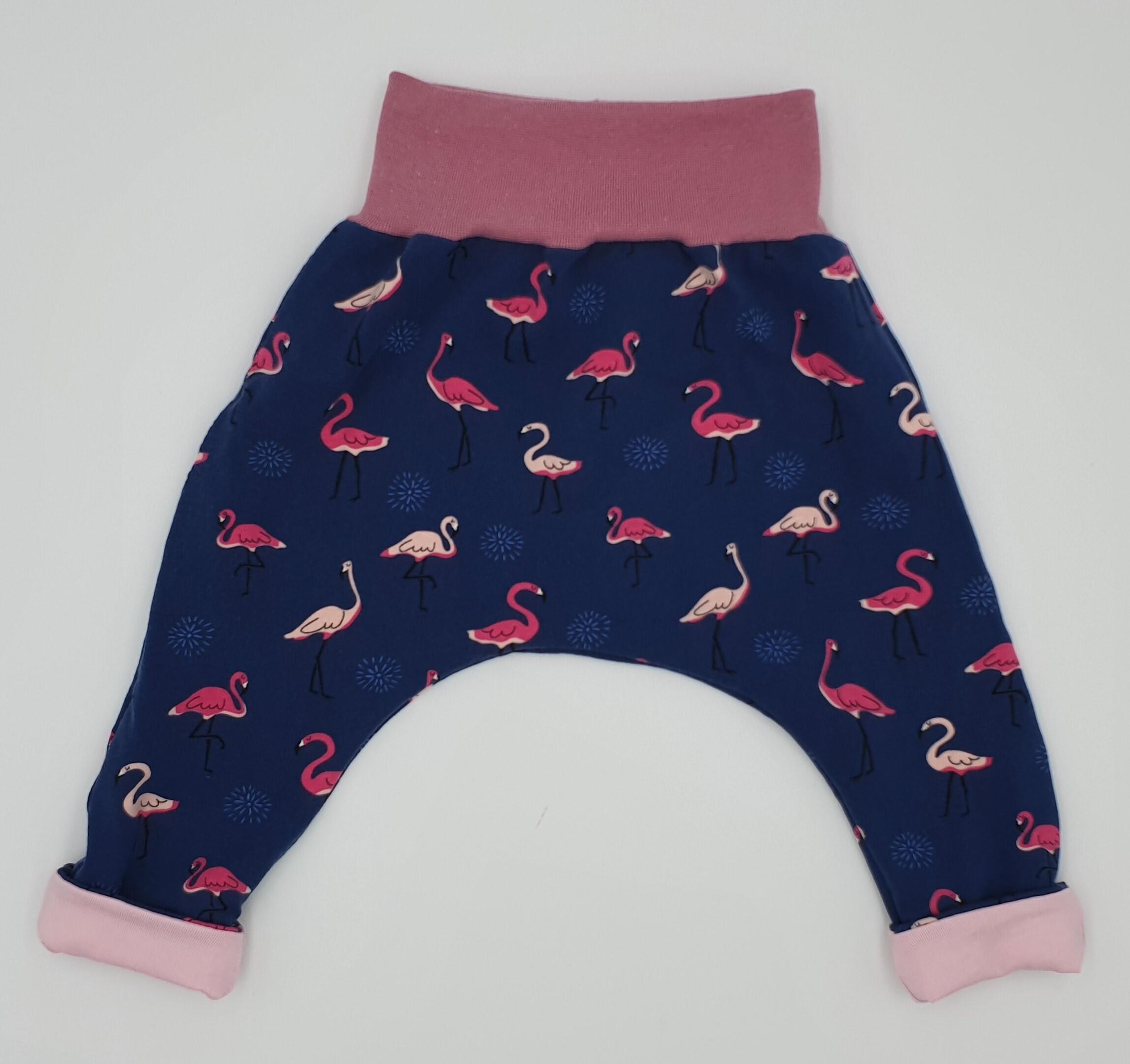 Girl's 2-piece set (Sarouel + t-shirt) "Pink Flamingos" (reversible &amp; scalable!) 