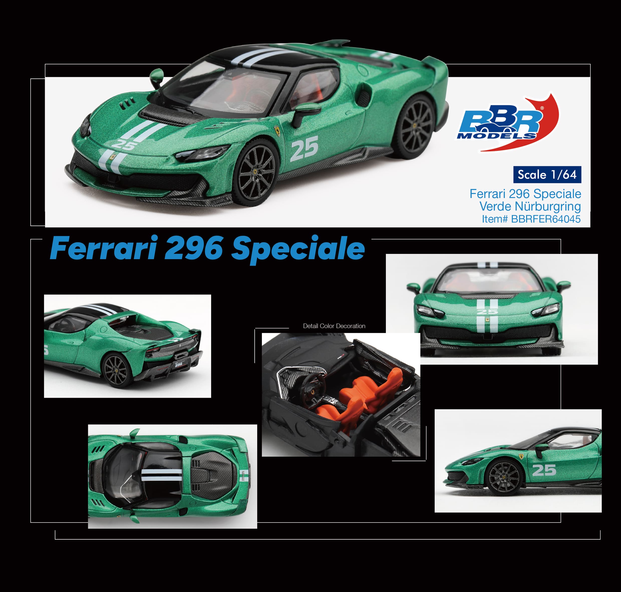 [Available for pre-order] BBR Models - Ferrari 296 Speciale - Verde Nürburgring - #BBRFER64045 - 1/64