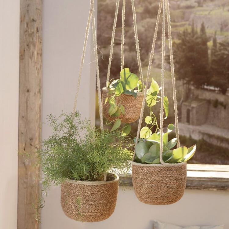 Lot De 3 Cache-Pots Ronds En Jonc De Mer Naturel - Tailles Dégradées