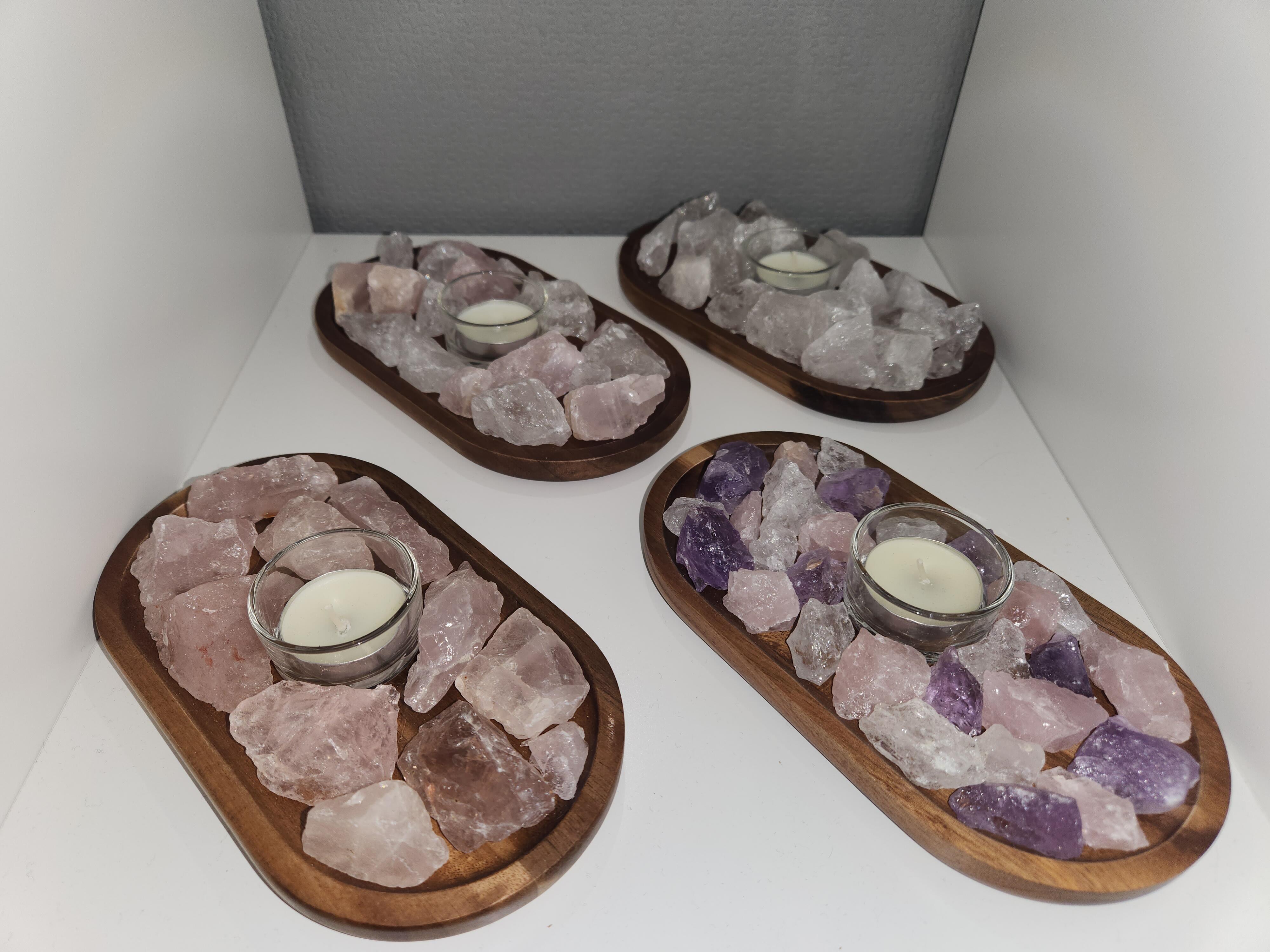 Porte-bougie artisanal en pierres brutes – fait main