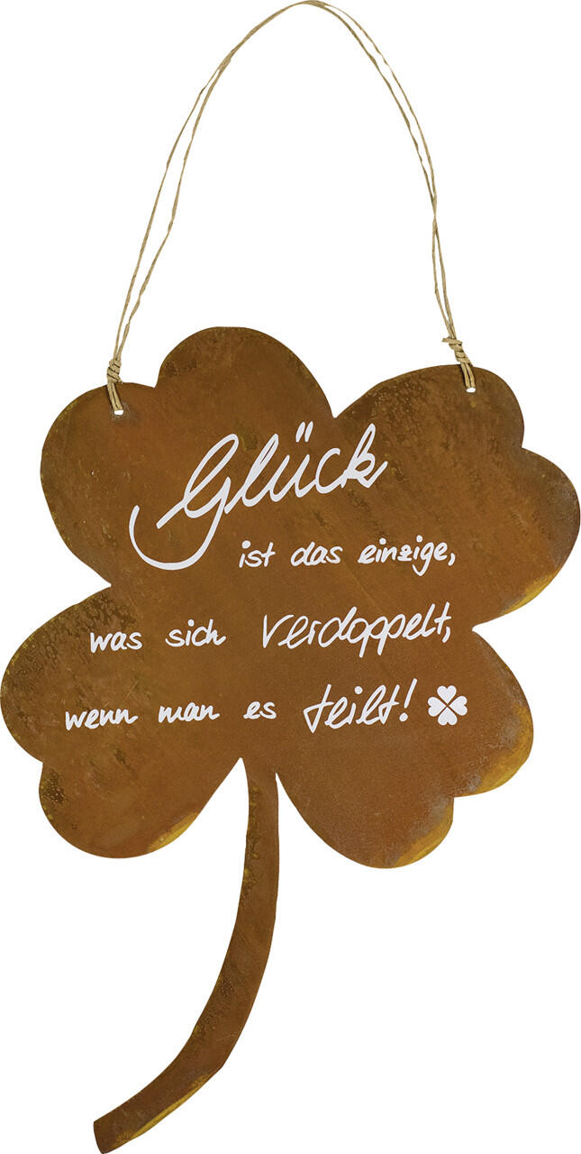 Badeko decorative sign Cloverleaf, 30 cm, rust brown