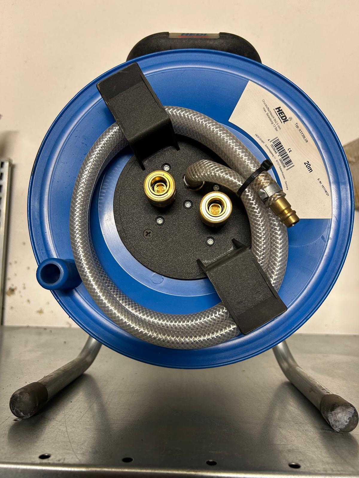 compressed-air hose reel, max.12 bar, dia. 9x2.5mm, 20mtr.