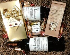 Paniers cadeaux gourmands Bordeaux Vin Bonbons et chocolat Riz Viandes en conserve Sommellerie de France Bascharage