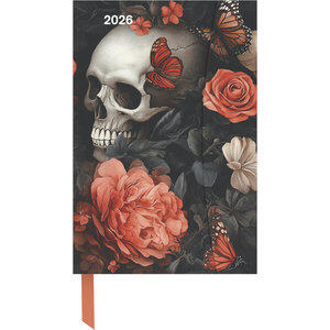Skull 2026 Magneto Diary, Dimensions (W x H): 10 x 15 cm, planner, 1 week per page + note page, with magnetic closure