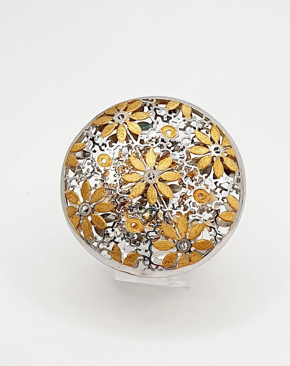 Bague décor filigrane rond or blanc 18K et or jaune 18K
