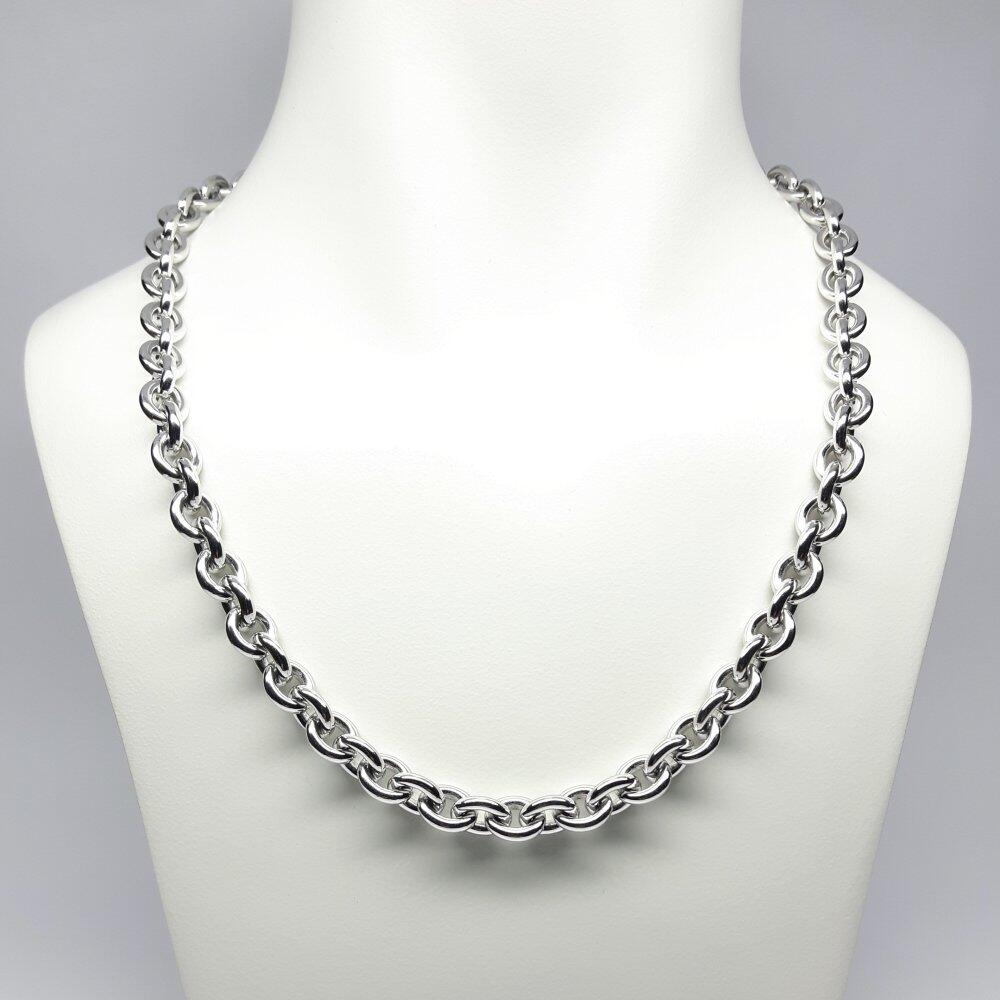 Anchor chain necklace made of 925 sterling silver, solid rhodium-plated. Length: 55 cm; Ø 9.4 mm.
