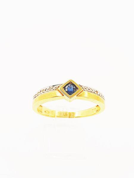 # Ring aus 18K Gelbgold und 18K Weißgold mit 0.21ct Saphir und 0.02ct natürlichen Diamanten