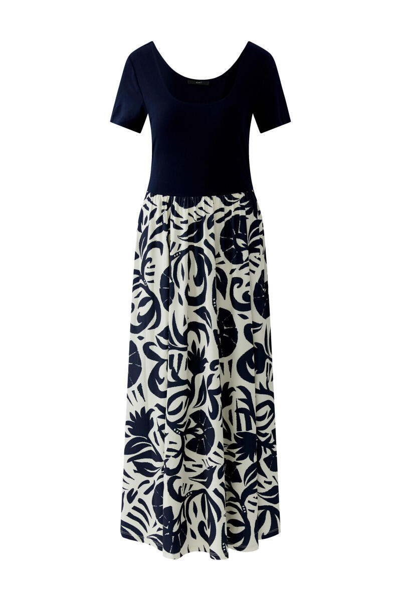Robe maxi à motif graphique et manches courtes