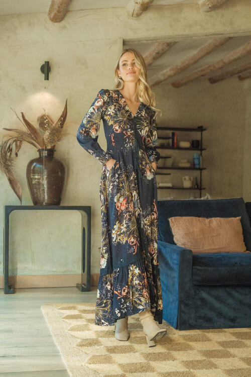 Jaase indigo maxi hot sale dress