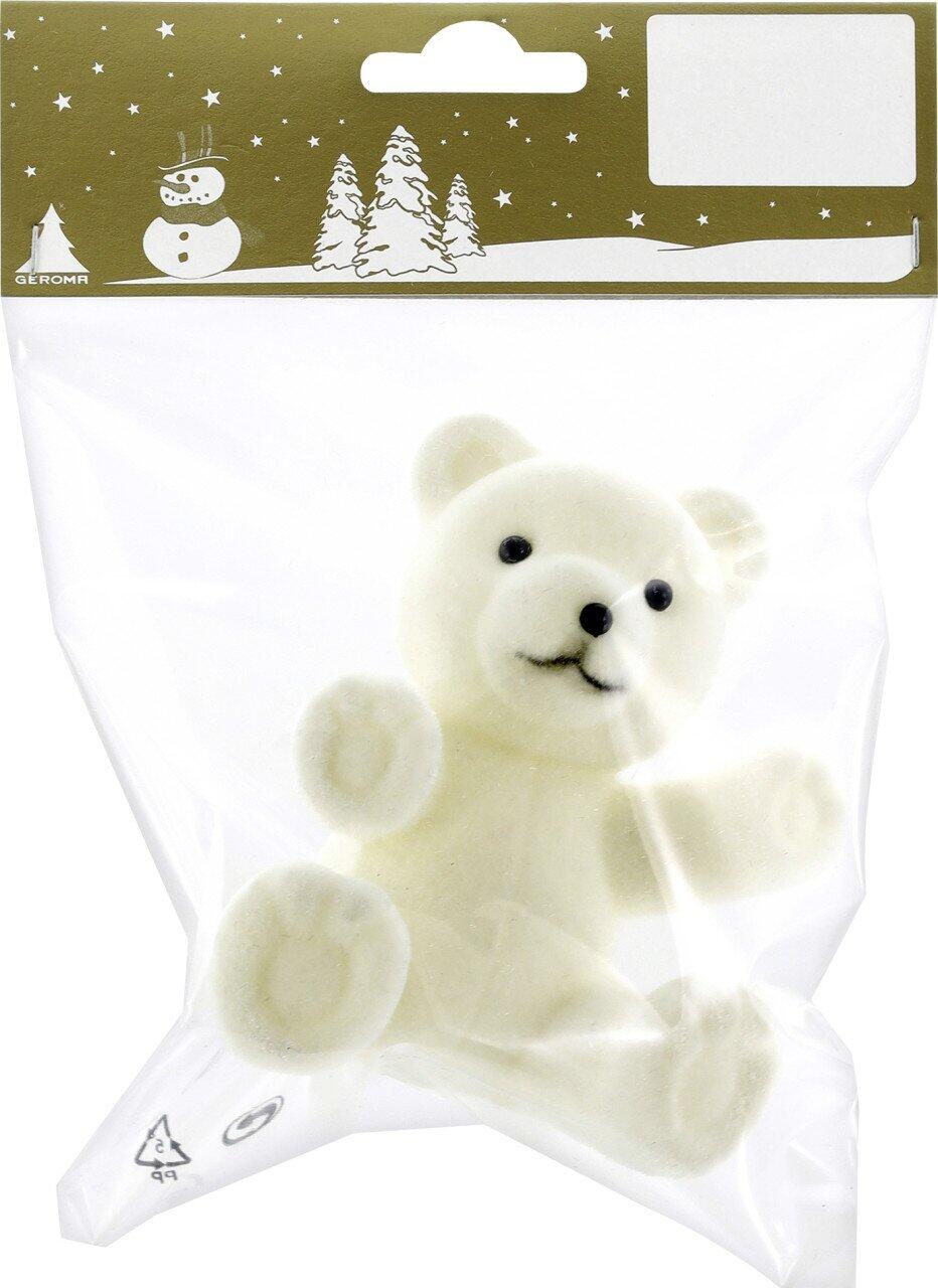 Plastic Christmas bear ornament, 9 cm, white, 1 piece