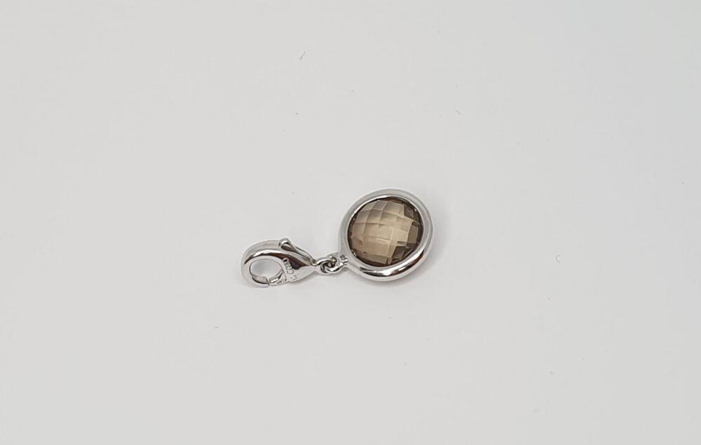 # Pendentif avec fermoir or blanc et quartz fumé