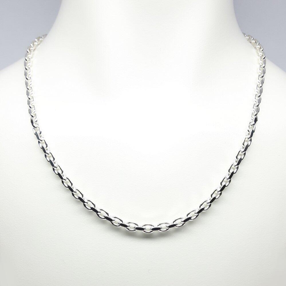 Ankercollier diamantiert, 925er Silber massiv, Länge 50cm Ø4,3mm.