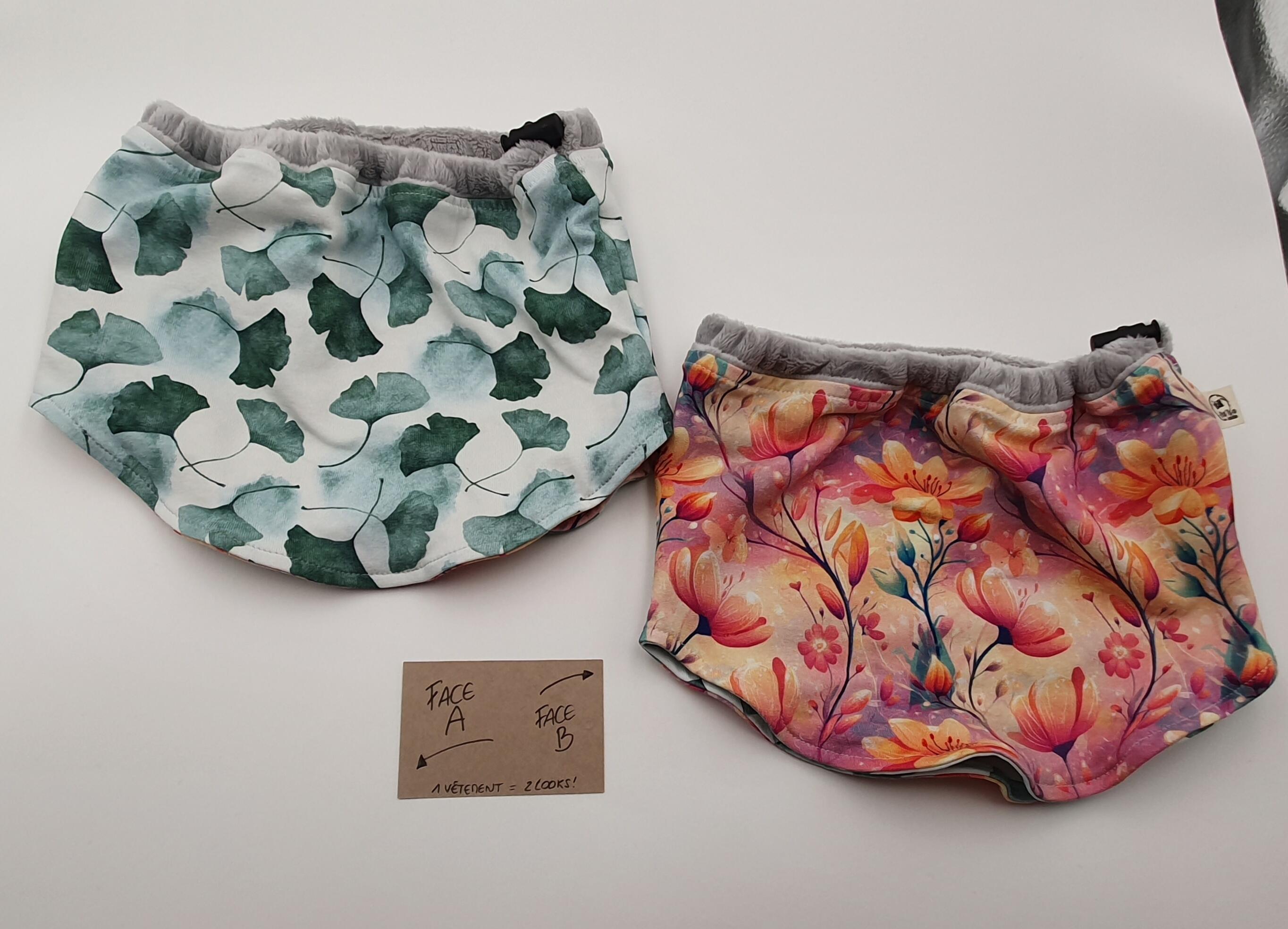 Col réversible "Fleurs & Ginko" 