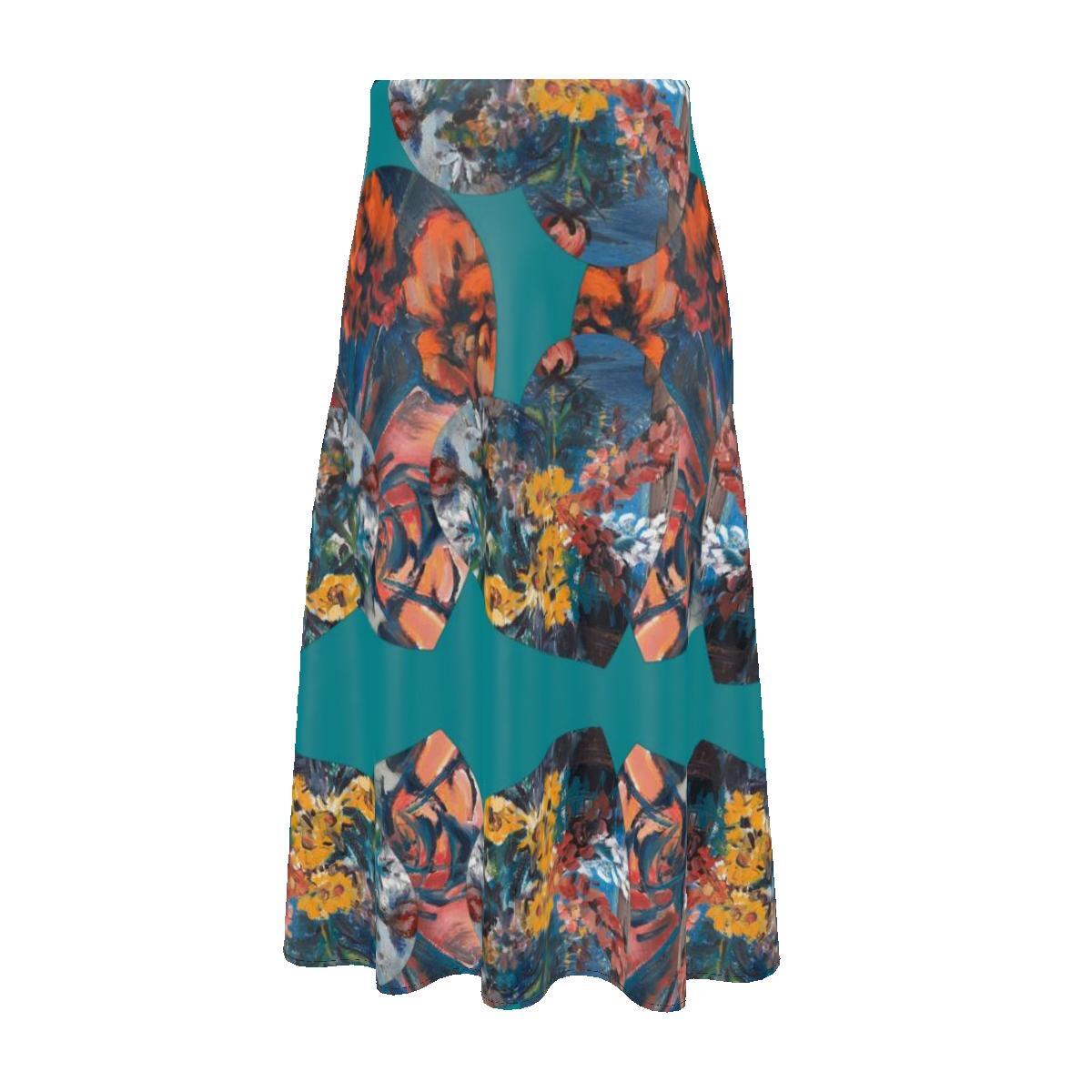 Pure Silk Midi Skirt: Wildflowers