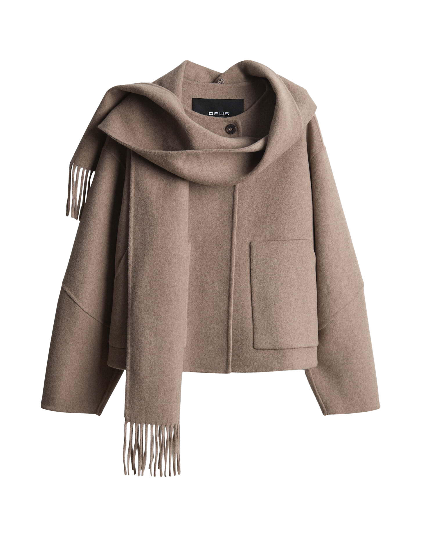 Veste en laine à coupe boxy avec écharpe amovible - Henrica