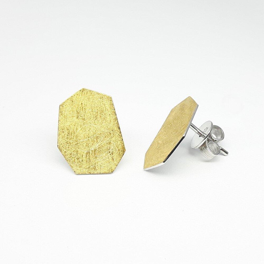 Boucles d'oreilles en or fin et argent 925/-.