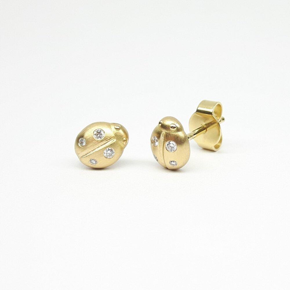 "ladybug", Ohrstecker aus 18kt Gelbgold und Brillanten.