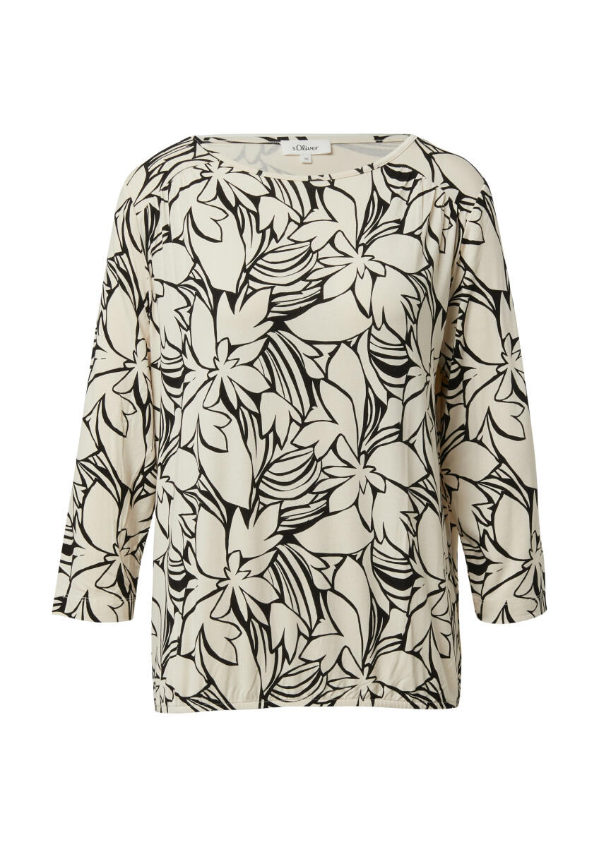 Shirt mit 3/4-Ärmeln und floralem Allover-Print