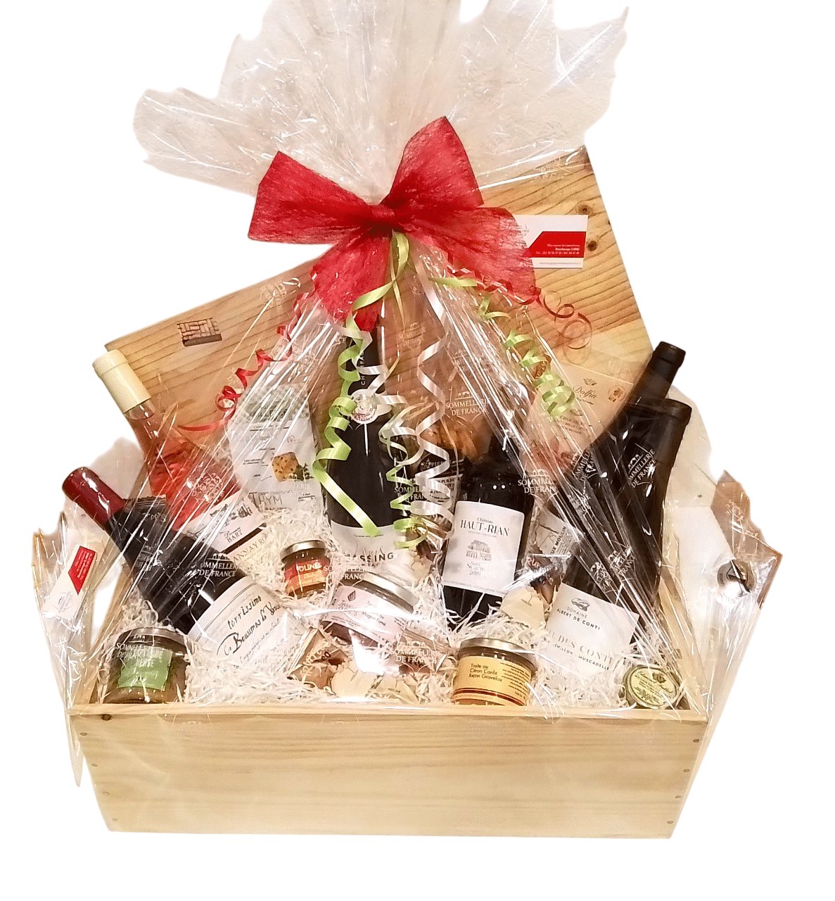 Gefüllter Geschenkkorb - Holzkiste " Découverte des Vignobles de France "