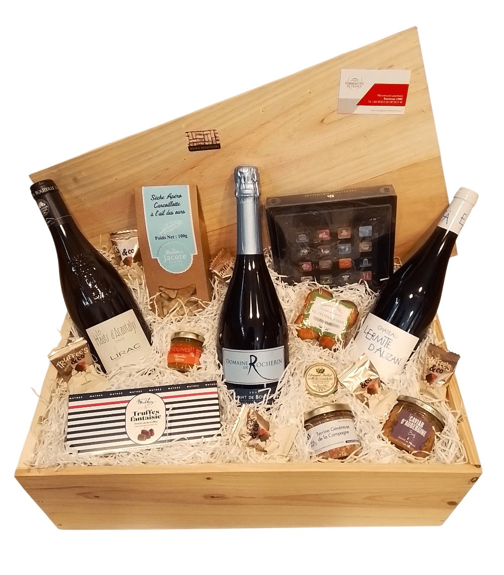 Caisse Bois Cadeau Gourmande ‘Tout pour passer un bon moment à table’ 