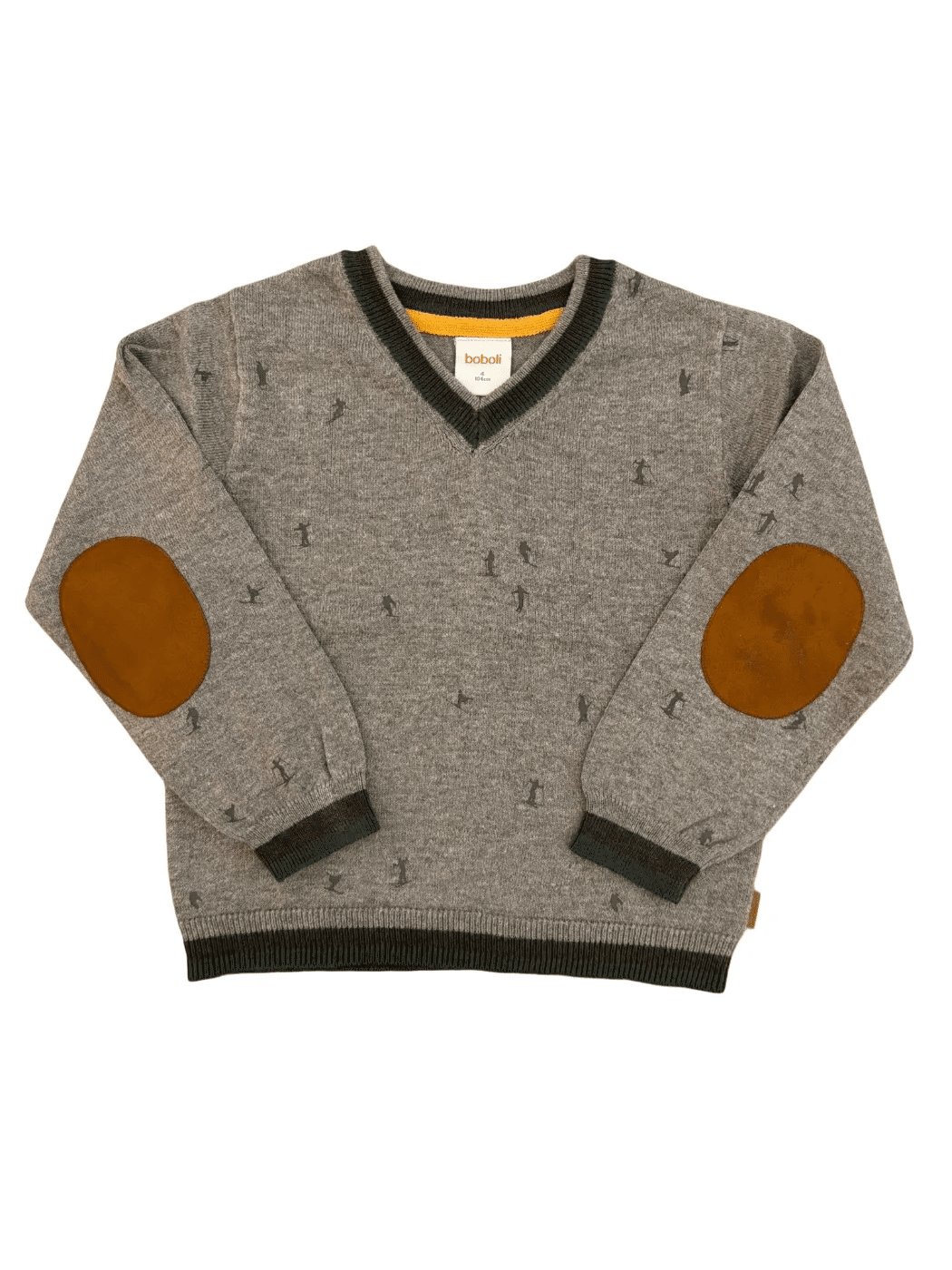 Boboli Pull gris Skier à col en V (4 ans / 104 cm)
