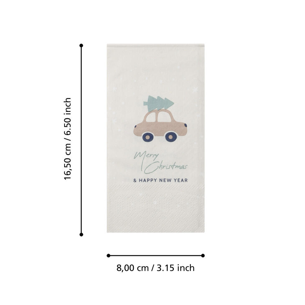 Eglo Napkins Merry Christmas & Happy New Year, white, 16.5 x 8 cm, 20-pack