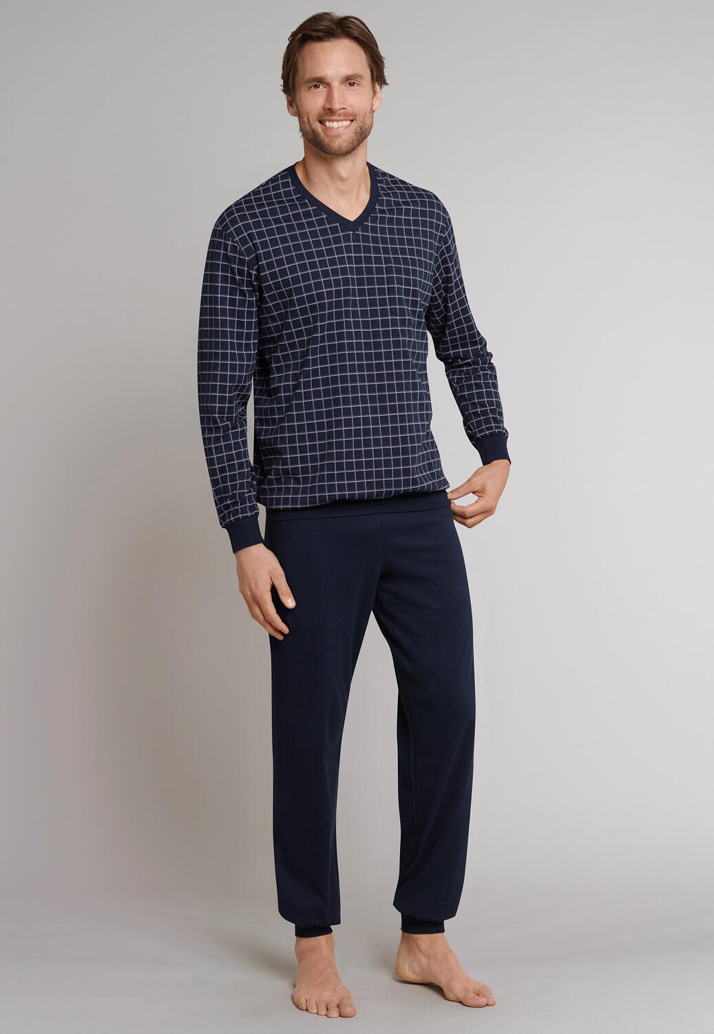 Schiesser Schiesser Men s pajamas long with cuffs basic Letzshop