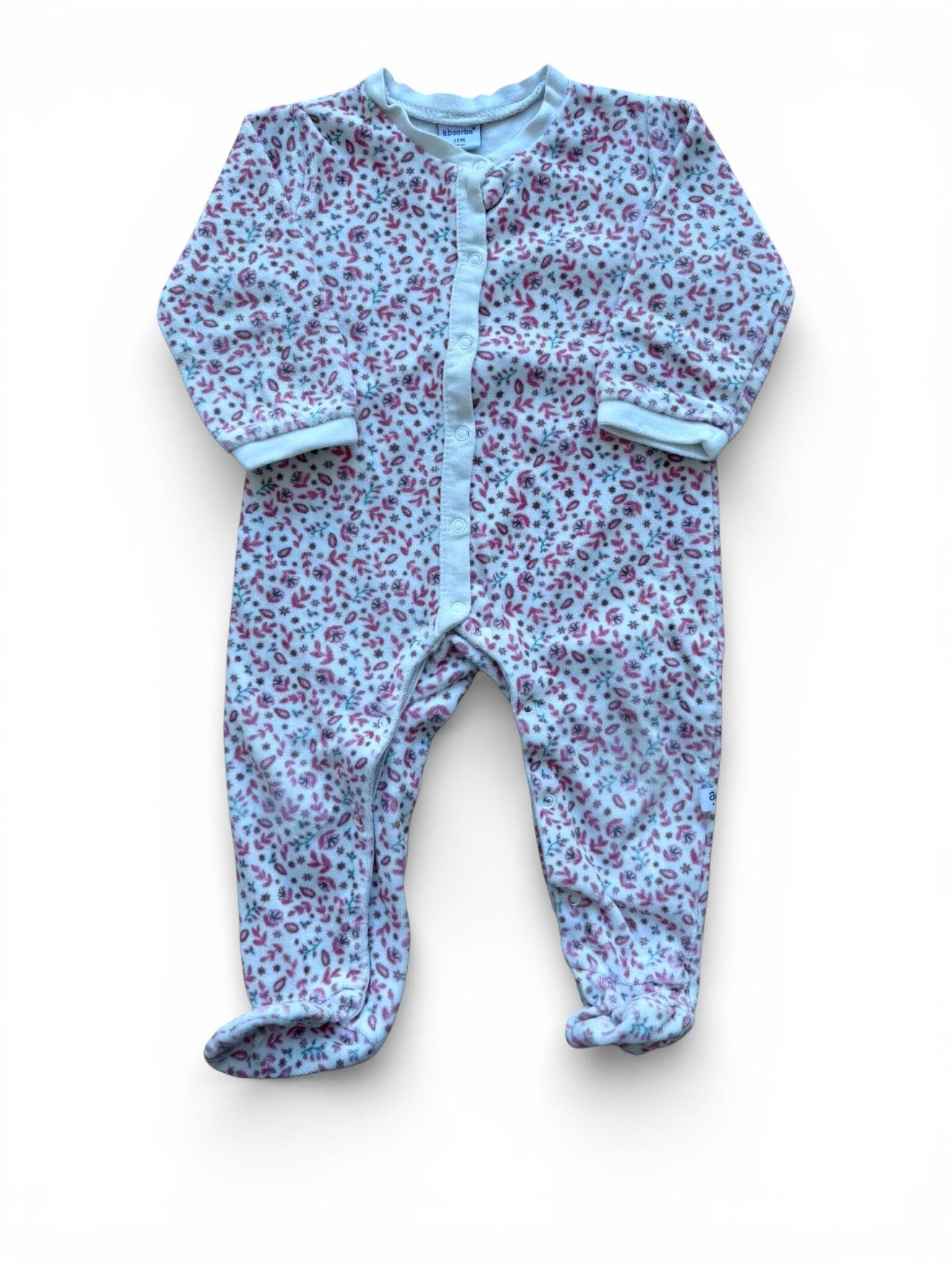 Absorba pyjama en velours rose à fleurs (12 mois)