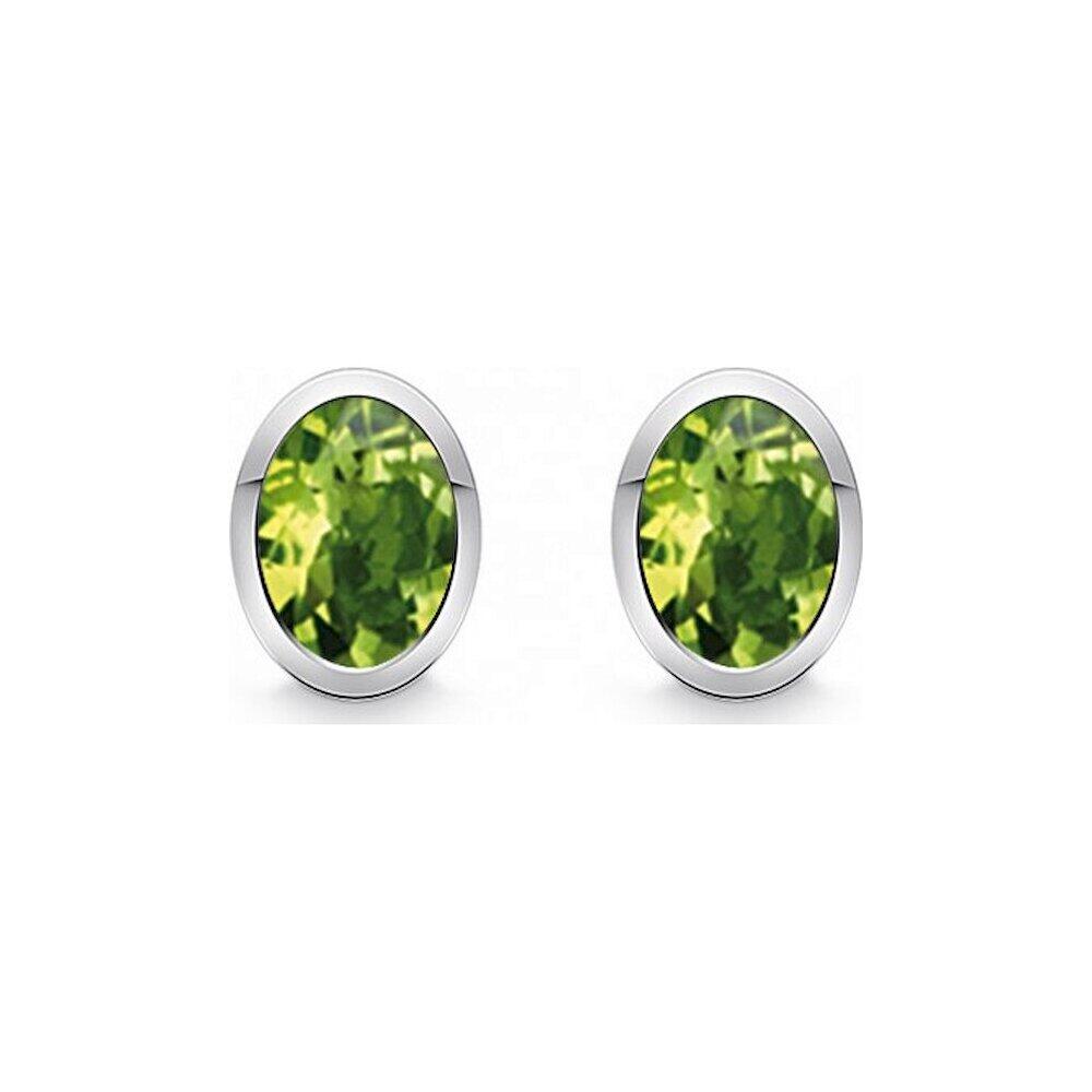 QUINN - Boucles d'oreilles à clous (paire) - pour femmes - Colors - argent 925 - pierre précieuse - péridot - 36819947