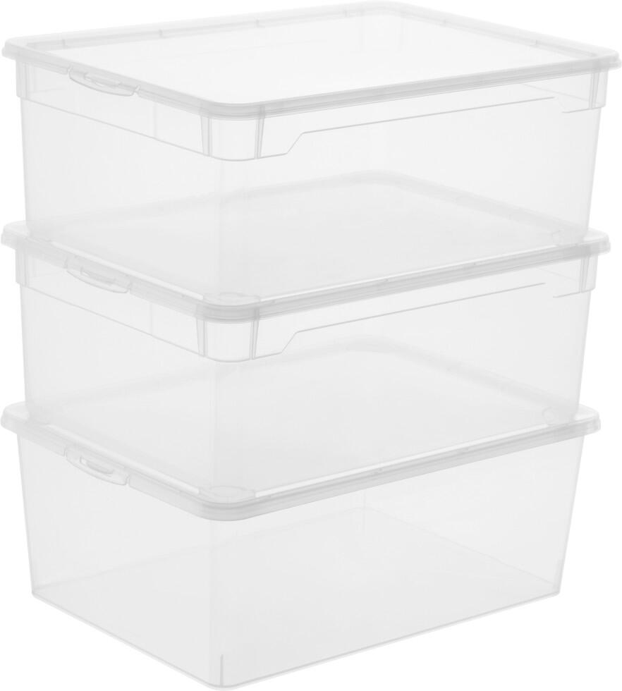 Rotho Aufbewahrungsbox CLEAR mit Deckel 10 L transparent 3er-Set