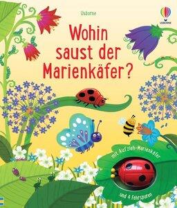 Watt, Fiona: Wohin saust der Marienkäfer? mit Aufzieh-Marienkäfer und Fahrspuren, Fahrspurenbücher