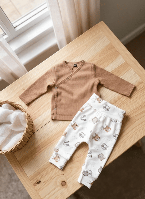 Broekiezz Set Ripp Lamgarm Wickelhemd hellbraun, Hose Woodland 