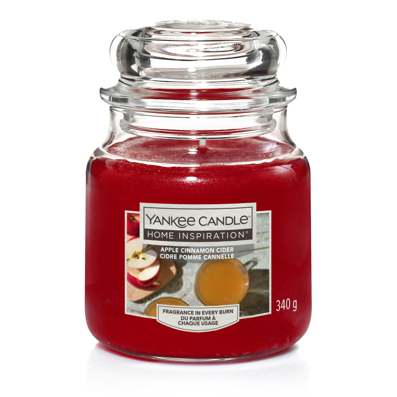 Yankee Candle Scented Candle, Medium Glass Jar, Apple Cinnamon Cider, 340 g, red