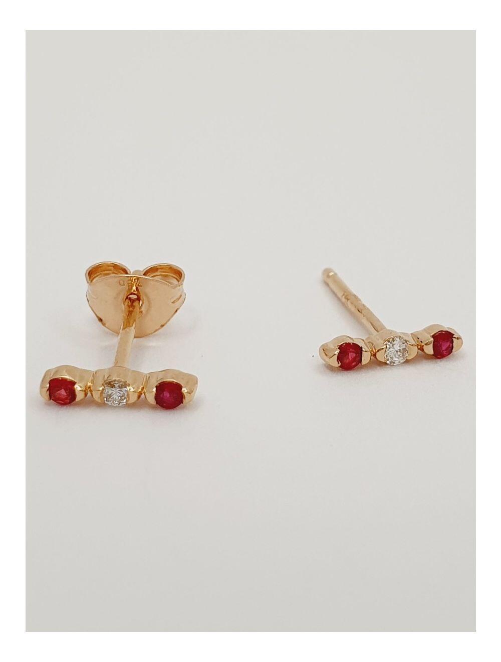 # Rose gold earrings with 0.12ct ruby and 0.040ct natural diamonds