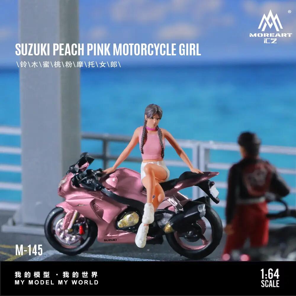 MoreArt - 1/64 Suzuki Peach Pink Motorcycle Girl (MO222145)