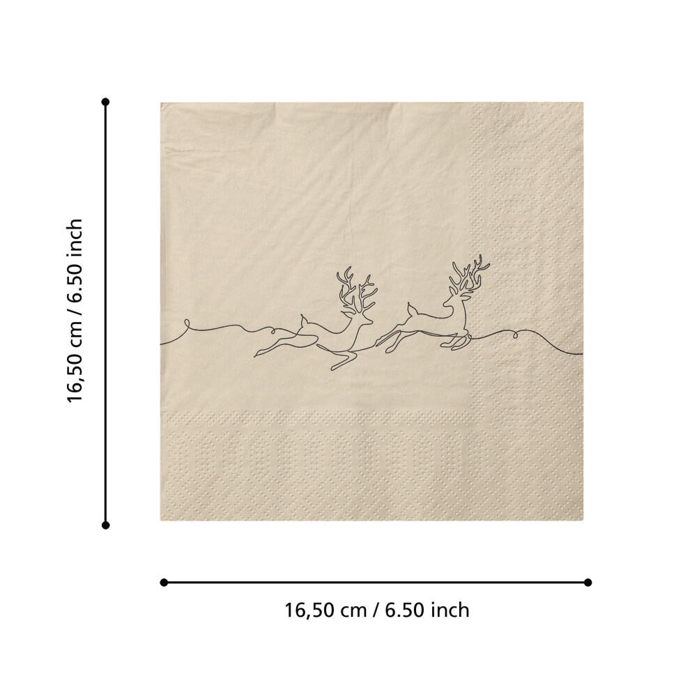 Eglo napkins with a deer pattern, Pasig beige, 16.5 x 16.5 cm, pack of 20.